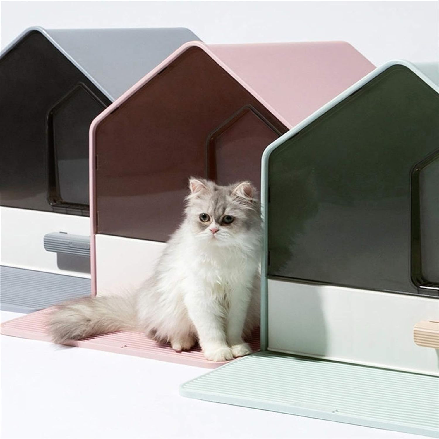 Pink covered litter box best sale