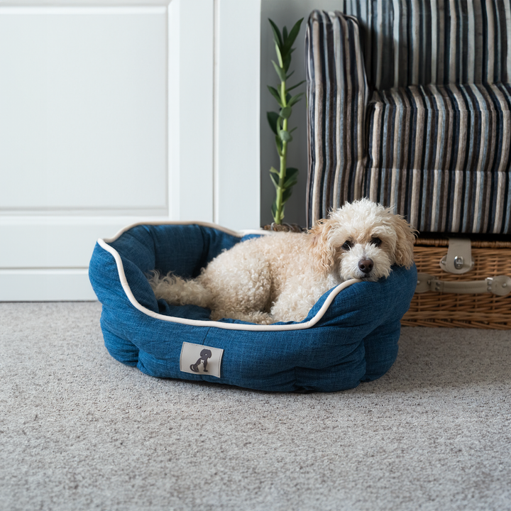 Alfie - Navy Soft Dog Bed  - Size S/M/L