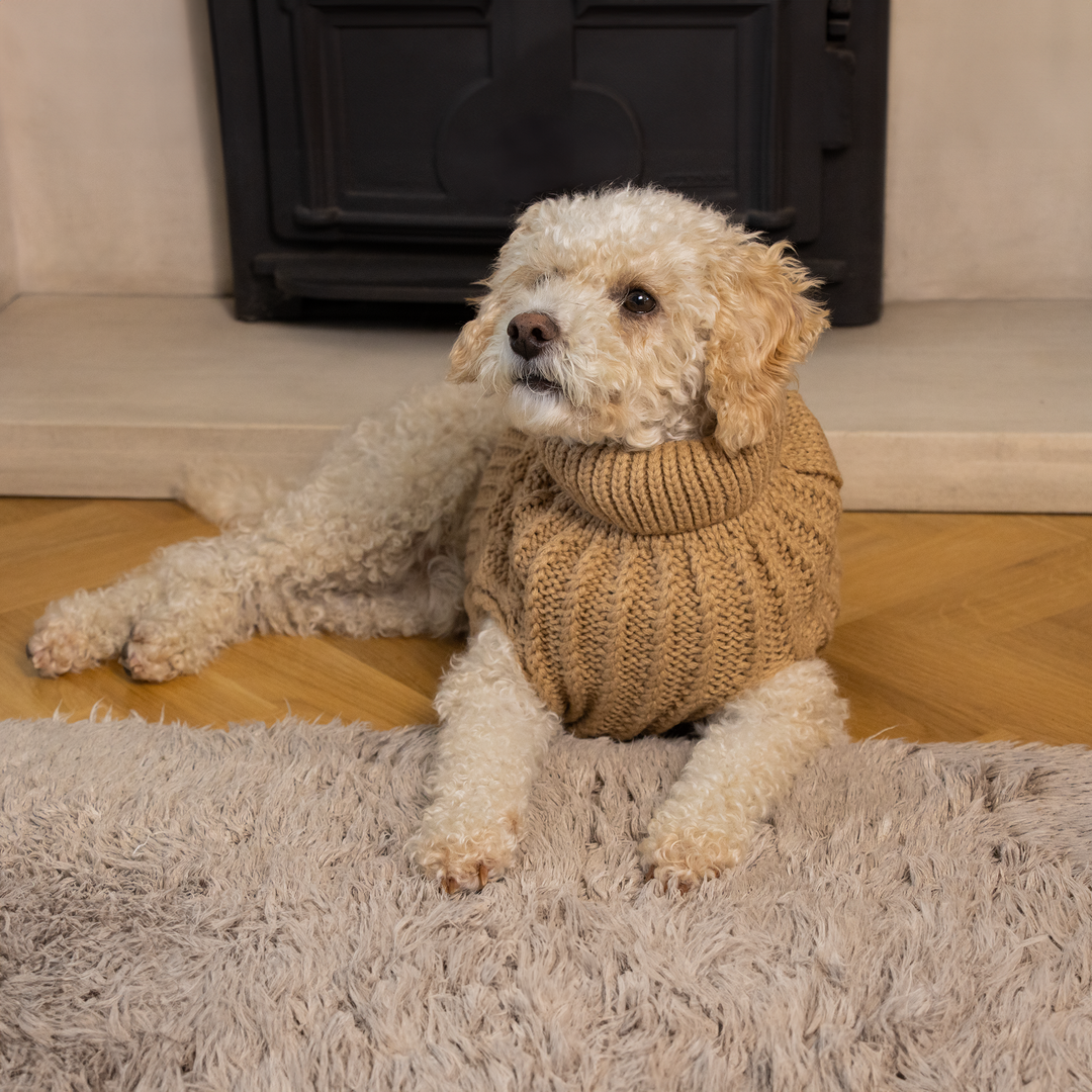 Dog Luxury Knitted Fitted Jumper in Brown – S/M/L