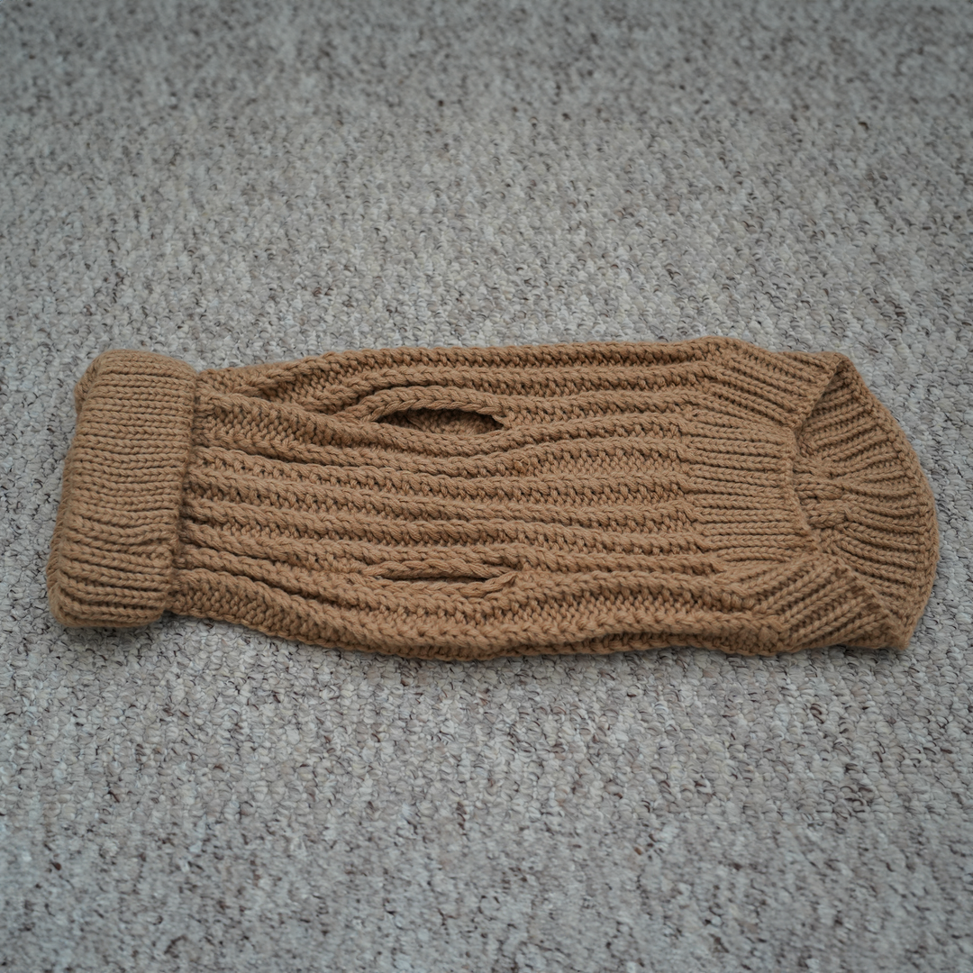 Dog Luxury Knitted Fitted Jumper in Brown – S/M/L