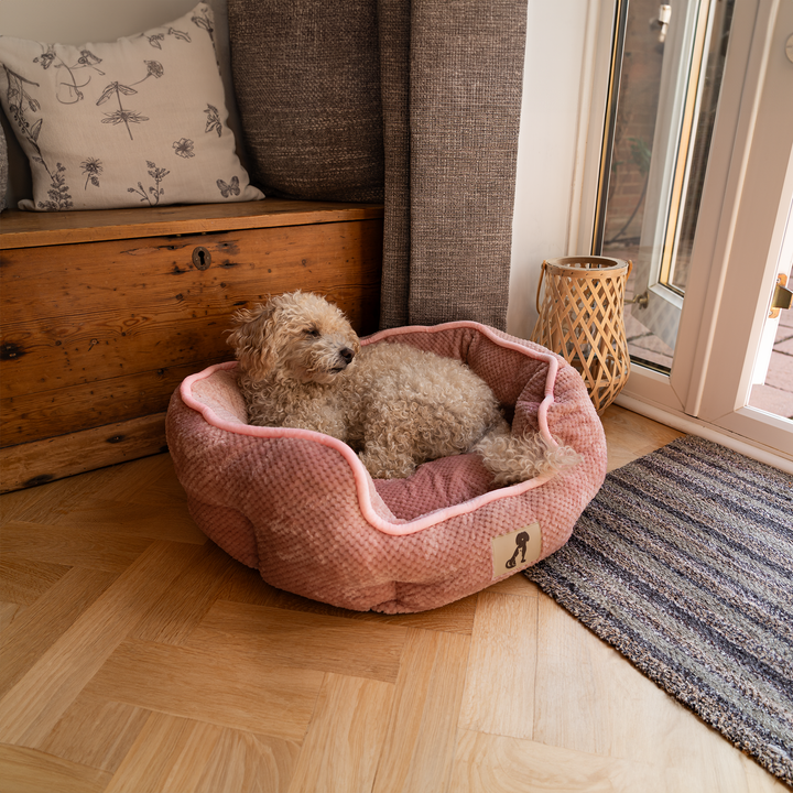 Alfie - Pink Soft Dog Bed  - Size S/M/L