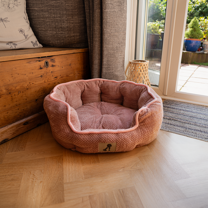 Pink pet bed best sale