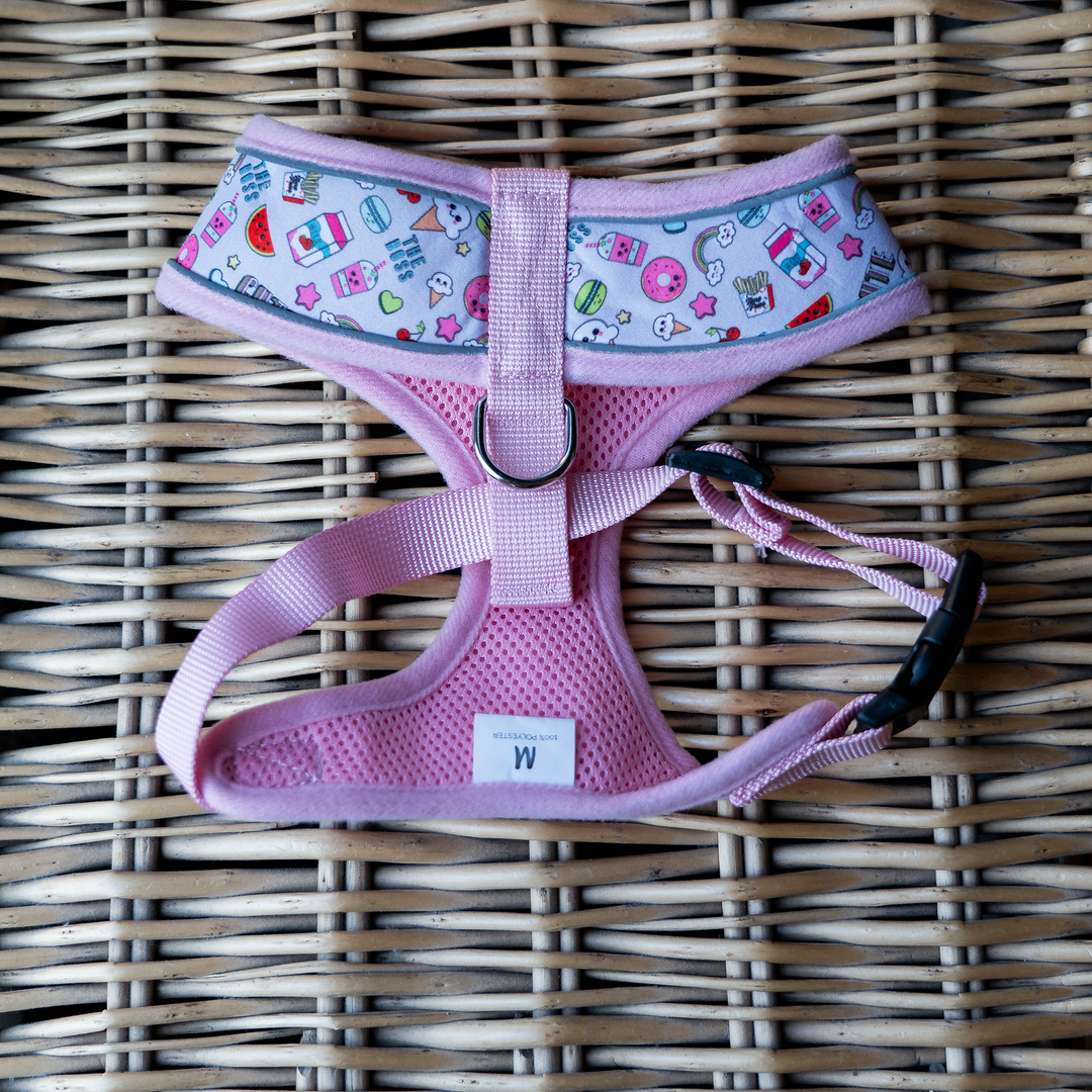 Dog Reflective Strip Harness - Doughnut Print S/M/L