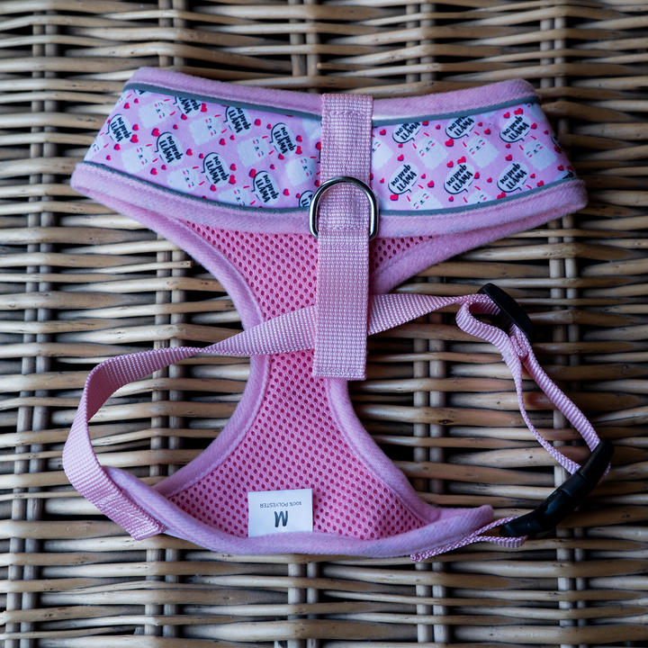 Dog Harness with Reflective Strip - Pink Llama Print S/M/L