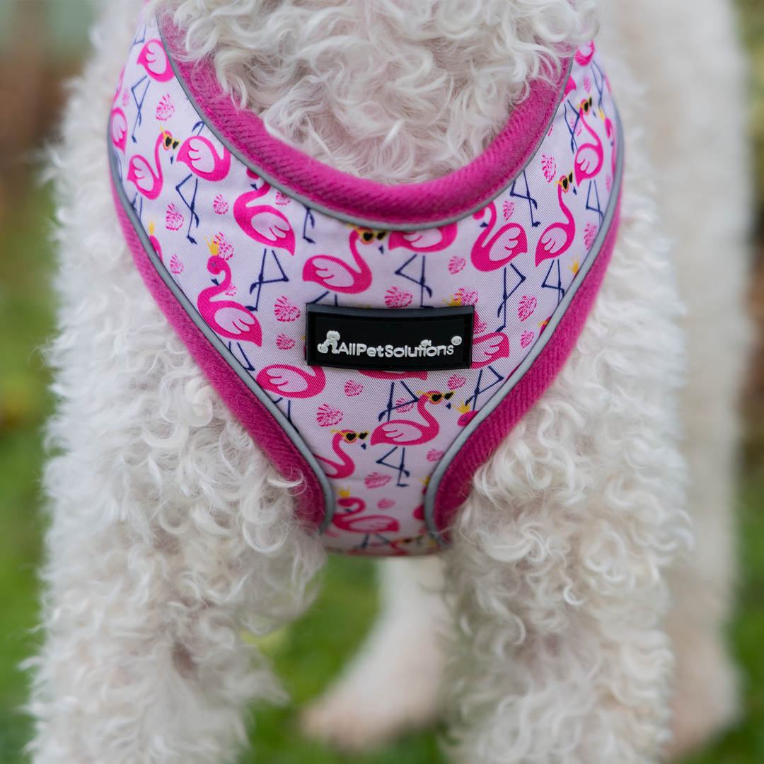 Dog Harness with Reflective Strip Pink S M L AllPetSolutions