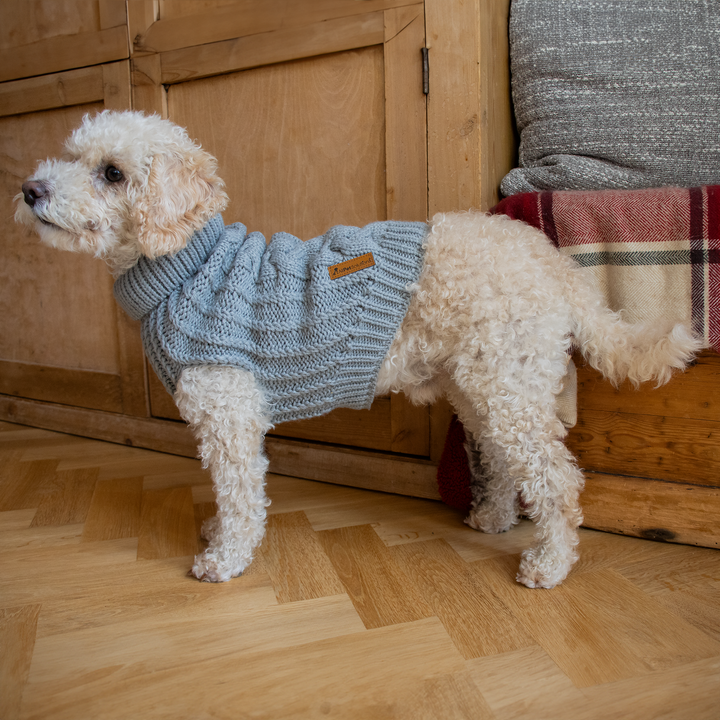 Dog Luxury Knitted Fitted Jumper in Grey – S/M/L