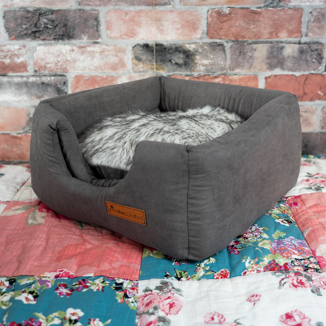 3-in-1 Dog / Cat Cube Bed - Grey