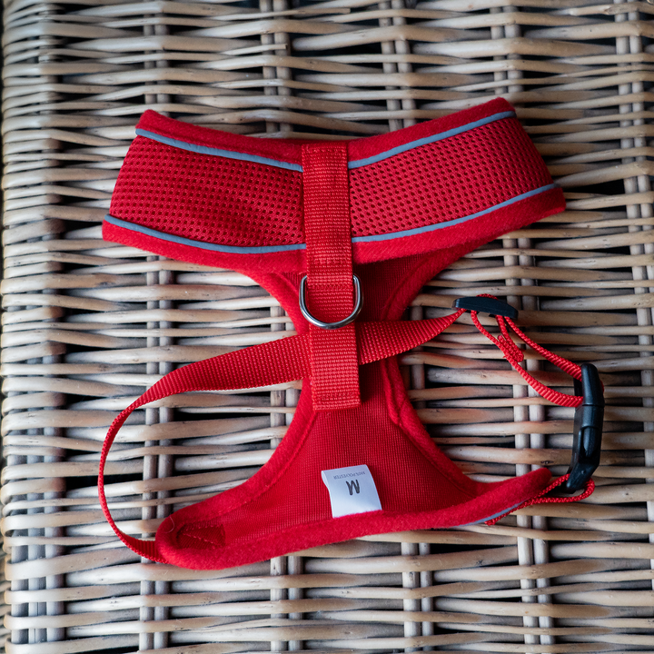 Dog Harness with Reflective Strip in Red S/M/L