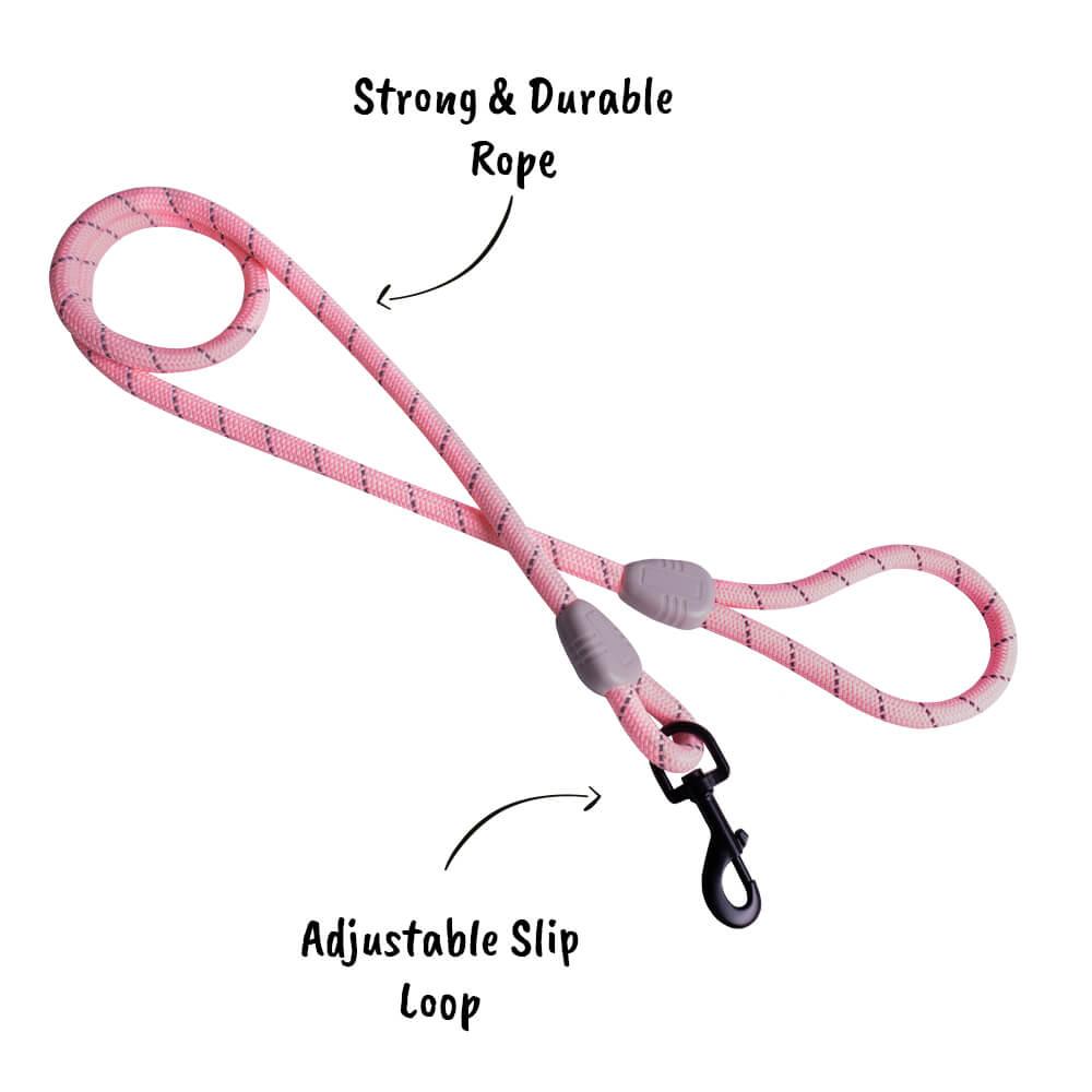 Pink rope 2024 dog lead