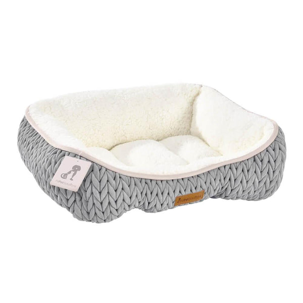 Charlie Grey Chunky Knit Design Dog Bed Size S M L