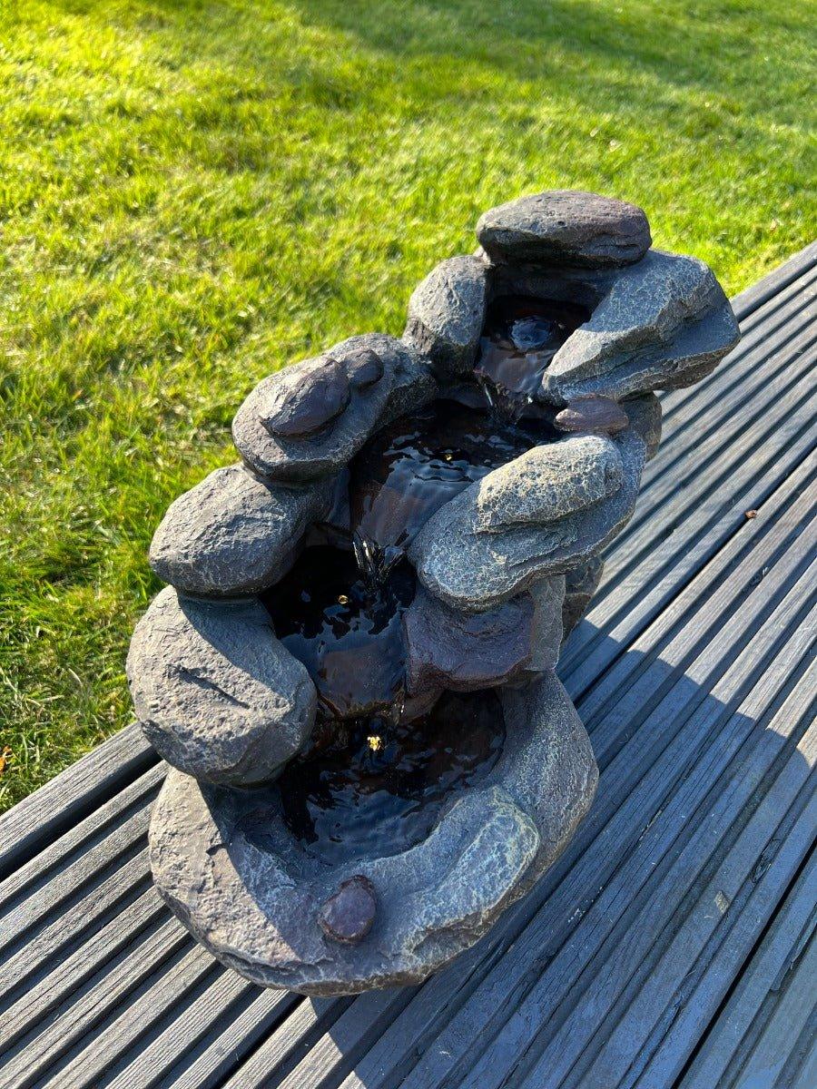 Rock Waterfall Water Feature with LED Lights - Solar Powered 45x23x24.5cm - All Pet Solutions